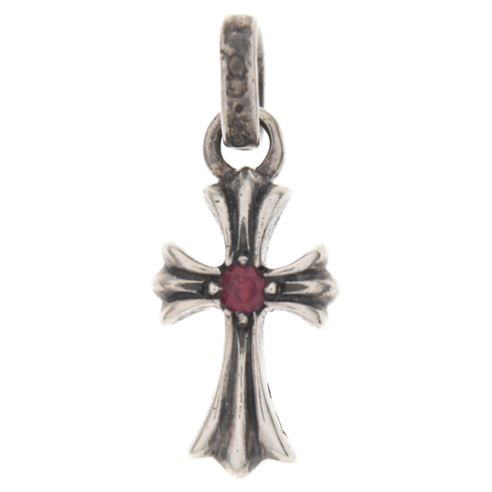 CHROME HEARTS クロムハーツ CRS BBYFAT P/RBY ベイビーファットクロス 1ルビー シルバー ネックレストップ ※国内ギャラ付き