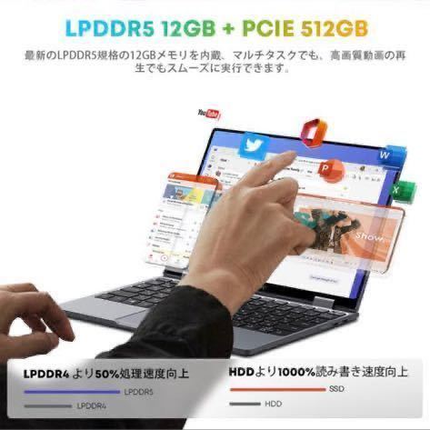 新品未開封 CHUWI MiniBook X N100 2in1 タッチパネル 【日本語キーボード】intel N100/12GB/512GB/Windows11/ ミニPC UMPC_画像7