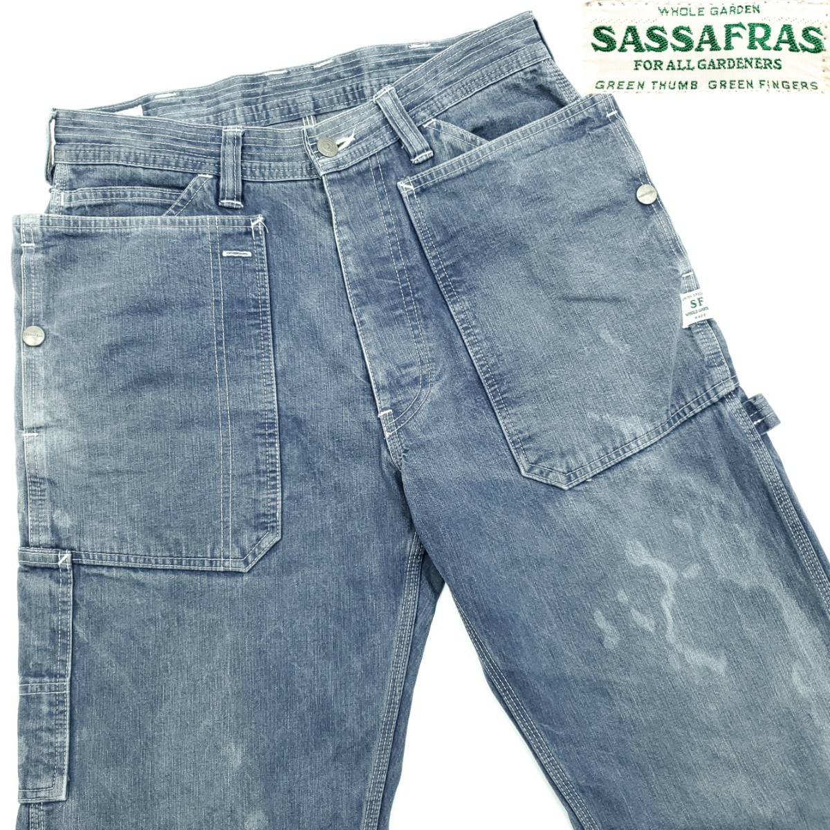 ブリーチカスタム◆SASSAFRAS◆S Fall Leaf Gardener Pantsデニム日本製ササフラスフォールリーフガーデナーパンツ軍パンペインター 749