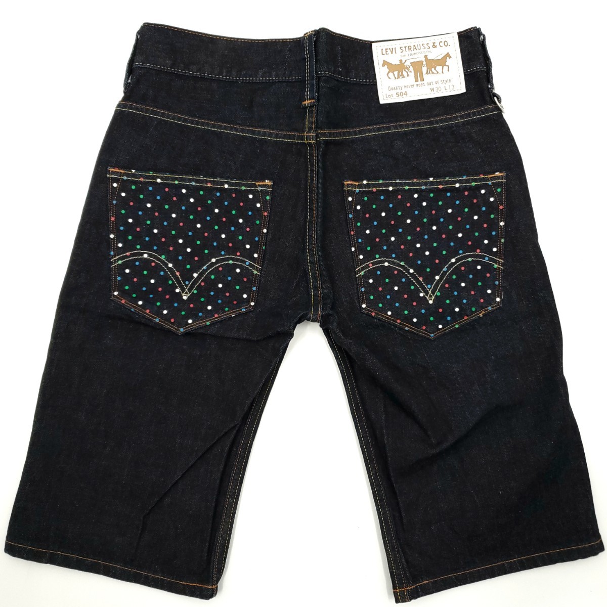 限定ドットプリント Levi's SP504 W30デニムハーフパンツ 限定ドットプリント Levi's SP504 W30デニムハーフパンツ