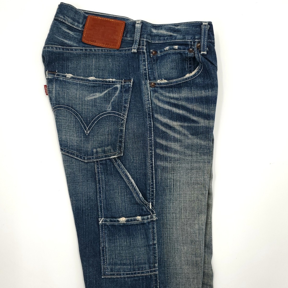 ペインターパンツ★Levi's CW503★W29クロップドデニムパンツリーバイス七分丈ジーンズハーフパンツビンテージダメージ加工ジーパン SZP108_画像9