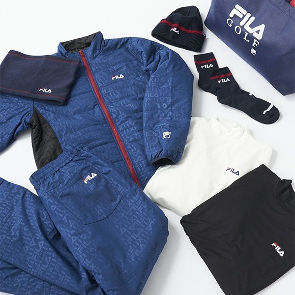 ☆FILA GOLF 2024年福袋 メンズ3Lサイズ【ブルゾン＆パンツ＆シャツ×2＆ネックウォーマー&ニット帽&ソックス】7点SET 783101 ネイビー 785_画像1