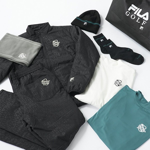 ☆FILA GOLF 2024年福袋 メンズLLサイズ【ブルゾン＆パンツ＆シャツ×2＆ネックウォーマー&ニット帽&ソックス】7点SET 783100 ブラック 723_画像1