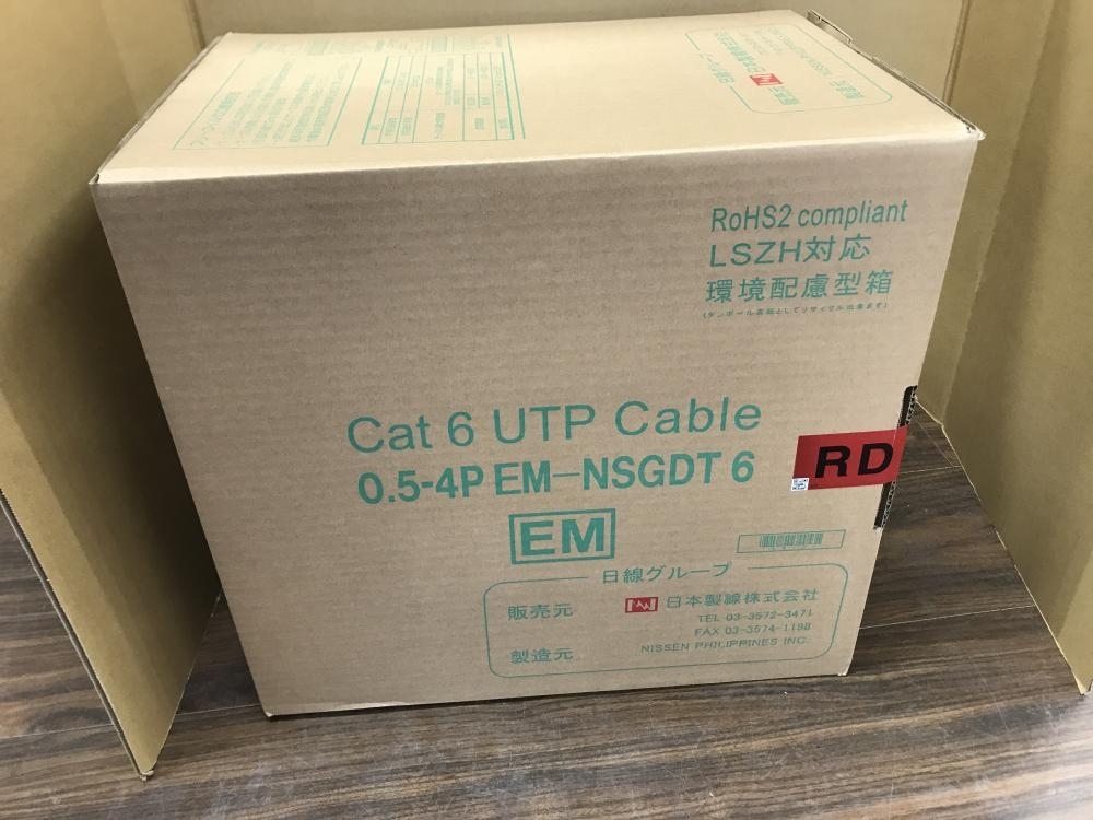 006□未使用品□日本製線 Cat6UTPケーブル 300m 0.5-4P EM-NSGDT6 RD(赤) 直接伝票を貼り付けて発送_画像4