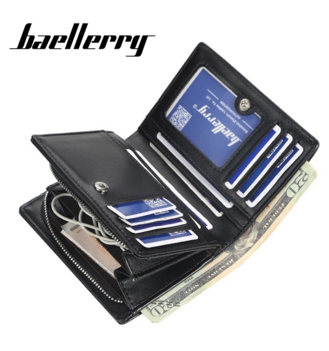 折り財布　ブラック　ウォレット　コンパクト　シンプル　二つ折り　新生活　 財布　 銭入れ　 カード