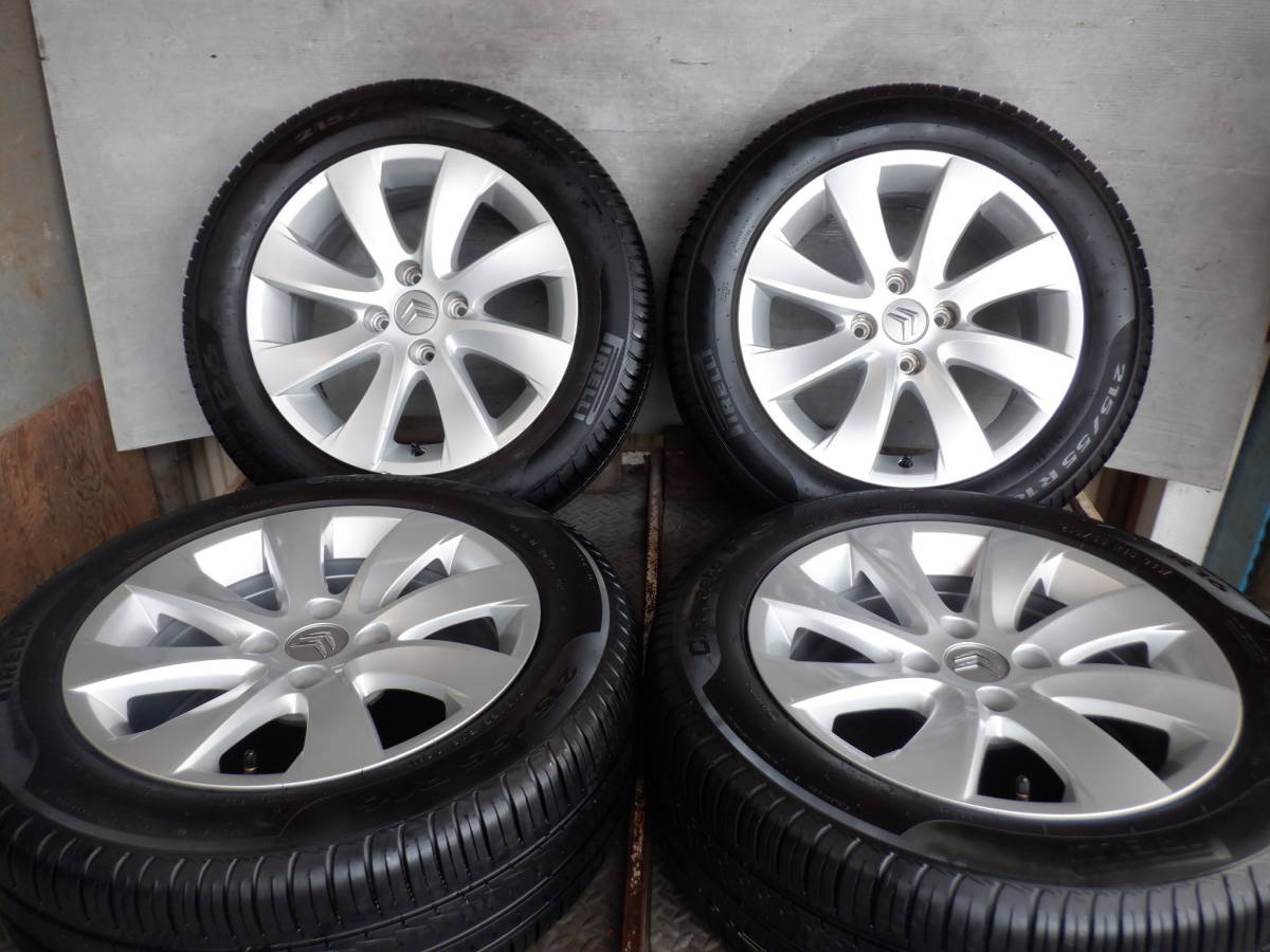 即決 シトロエン C4 ピカソ 純正 16x7J(+26)PCD108-4穴 215/55R16 ピレリ 20年製 溝5mm /60(30)【5-31582】宅配不可(福通営業所止)_画像1