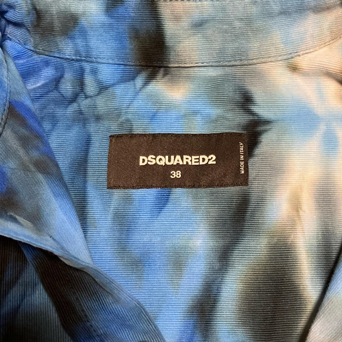 DSQUARED2 ディースクエアード グラデーション ネルシャツ ワンピース ベルト コットン ブルー系 レディース サイズ38_画像7