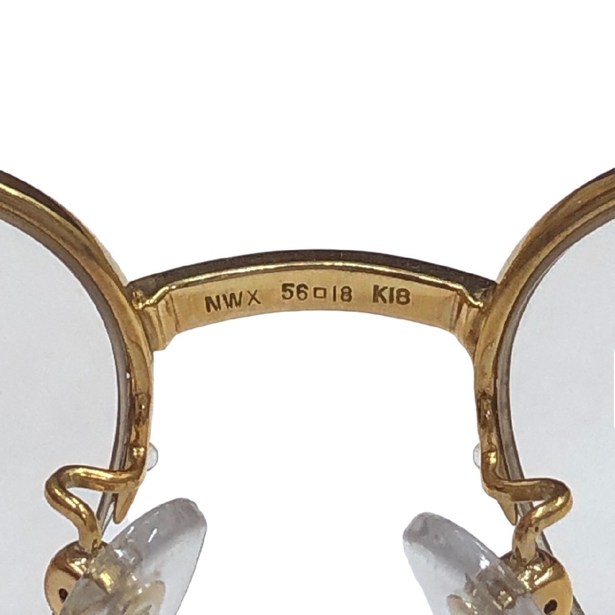 眼鏡 メガネ K18刻印 マーブル 重量約42.5ｇ 56□18 度入り_画像9