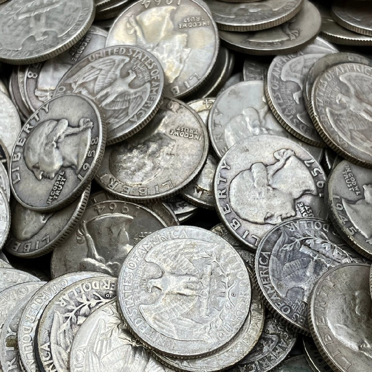 アメリカ銀貨 クォーターダラー 1/4ドル ワシントン 830枚 約5.1kg 1964年以前 まとめ 大量セット_画像4