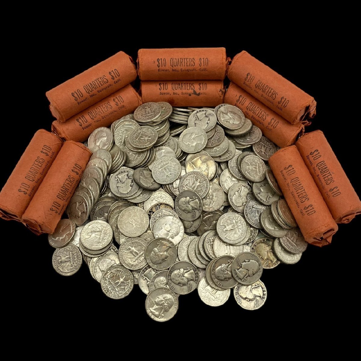 アメリカ銀貨 クォーターダラー 1/4ドル ワシントン 830枚 約5.1kg 1964年以前 まとめ 大量セット_画像1