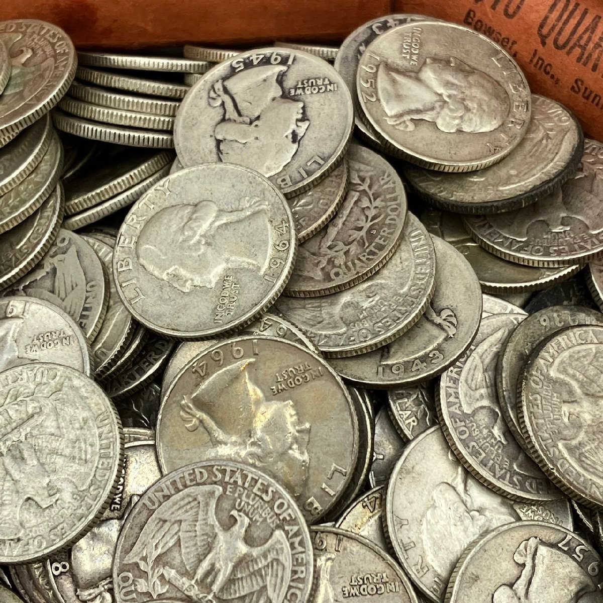 アメリカ銀貨 クォーターダラー 1/4ドル ワシントン 830枚 約5.1kg 1964年以前 まとめ 大量セット_画像5