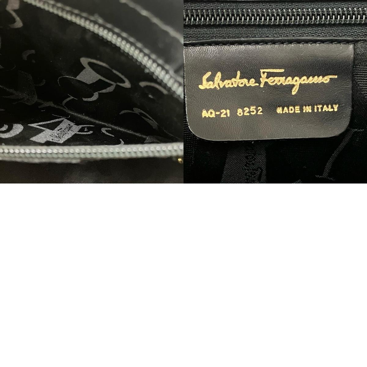 Salvatore Ferragamo ヴァラ金具　2WAY レザー ハンド ショルダーバッグ 黒 ヴィンテージ フォーマル_画像10