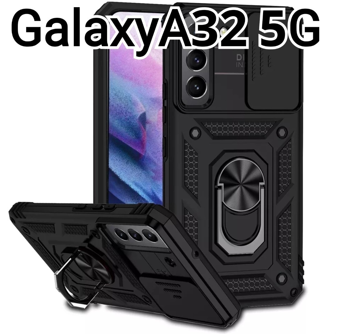 GalaxyA32 5Gケース ブラック 黒 レンズカバー リング付きの画像1