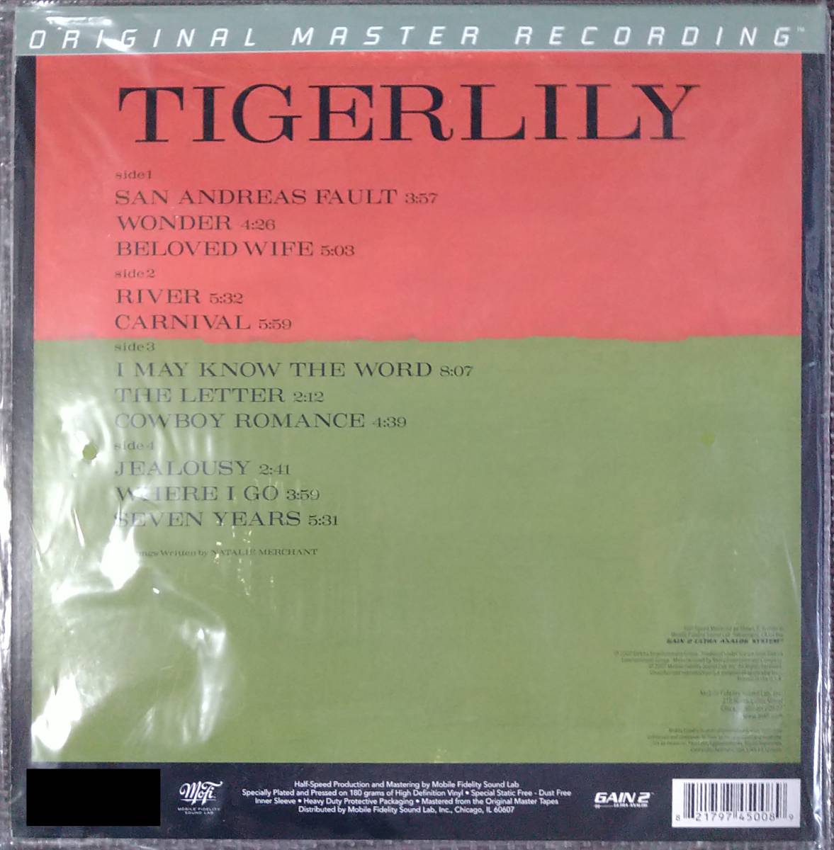 新品 即決 MFSL LP ナタリー・マーチャント タイガー・リリー Natalie Merchant Tigerlily Mobile Fidelity モービル・フィデリティ 45回転_画像3