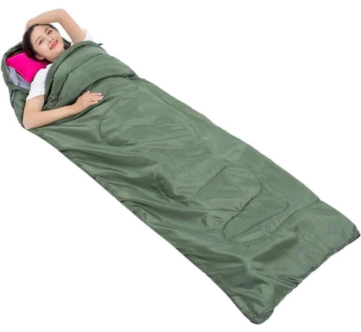 寝袋 封筒型 シュラフ 軽量 保温 耐寒 210T防水 コンパクト アウトドア 1Kg 寝袋 封筒 匿名 寝具