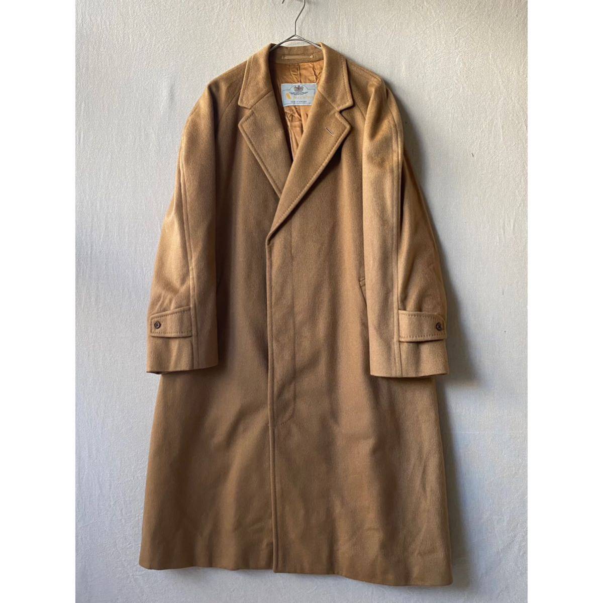 [100% cashmere ]80s Aquascutum Chesterfield coat / England made wool Camel bar ma car n Vintage euro C3-12005-1869