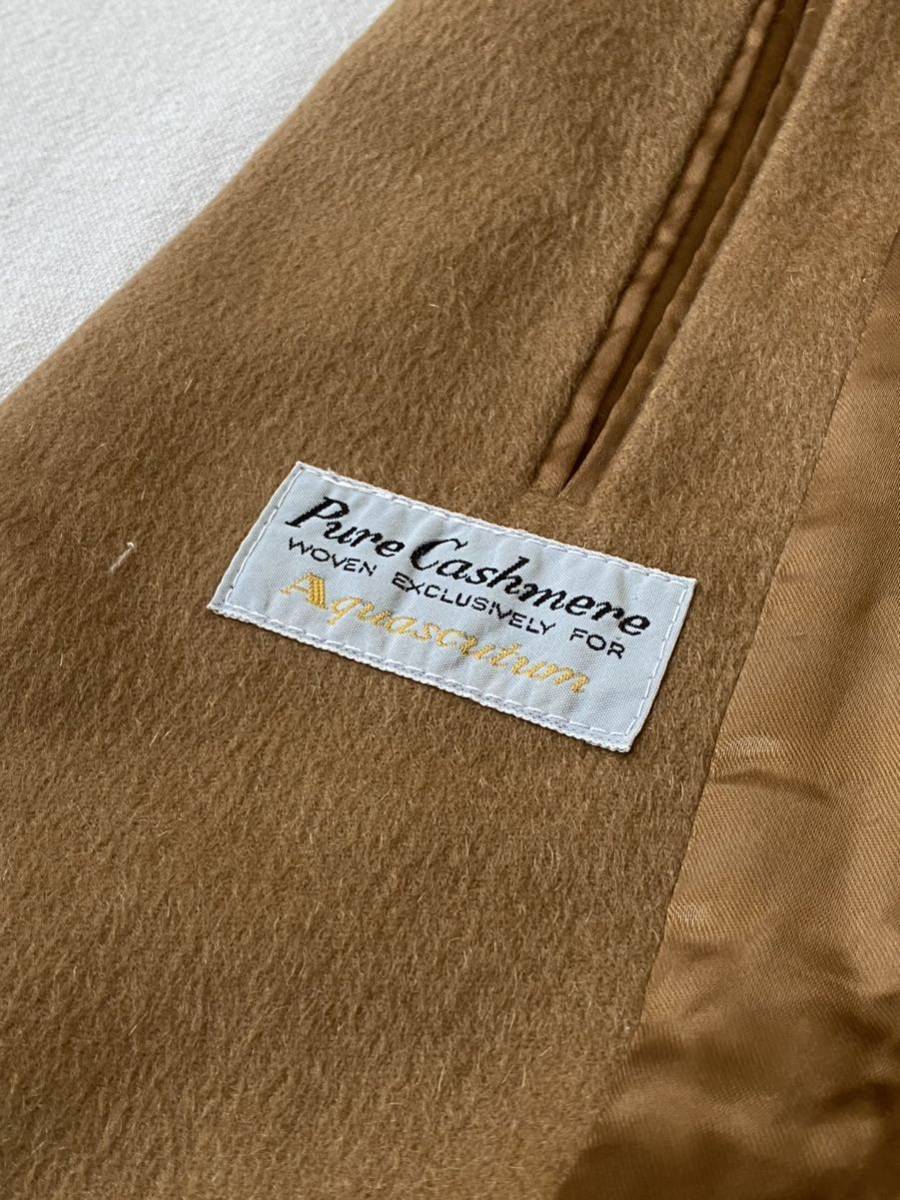 [100% cashmere ]80s Aquascutum Chesterfield coat / England made wool Camel bar ma car n Vintage euro C3-12005-1869