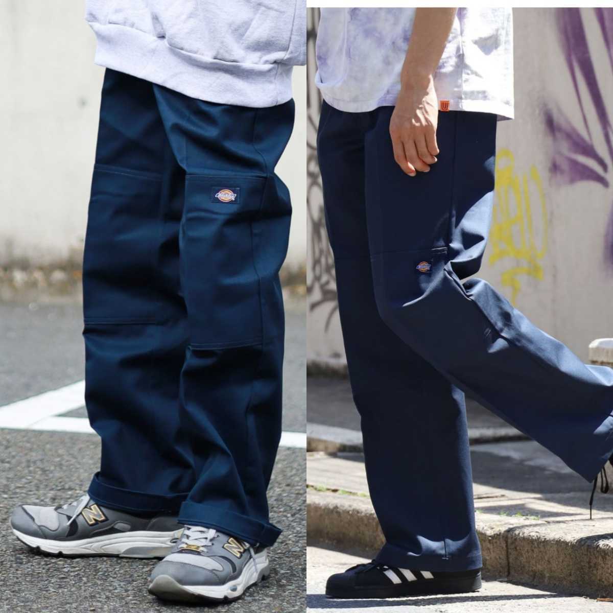 新品未使用 ディッキーズ USモデル ダブルニー ワークパンツ ダークネイビー ルーズフィット チノパン Dickies 85283 DN W32×L32_画像3