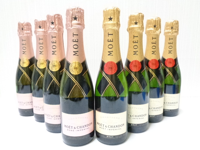 【未開栓】 MOET&CHANDON モエ・エ・シャンドン ブリュット (ロゼ、白) ハーフボトル 375ml おまとめ各4本(計8本)_画像1