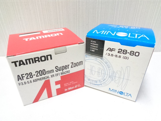【未使用品】 ミノルタ AF 28-80mm 3.5-5.6(D)、タムロン AF 28-200mm F/3.8-5.6 レンズ おまとめ2点 箱入り_画像1