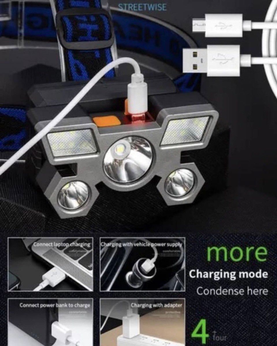 ヘッドライト ヘッドランプ  LED USB充電 アウトドア 防水 動作確認済み ヘッドライト LED USB 軽量  夜