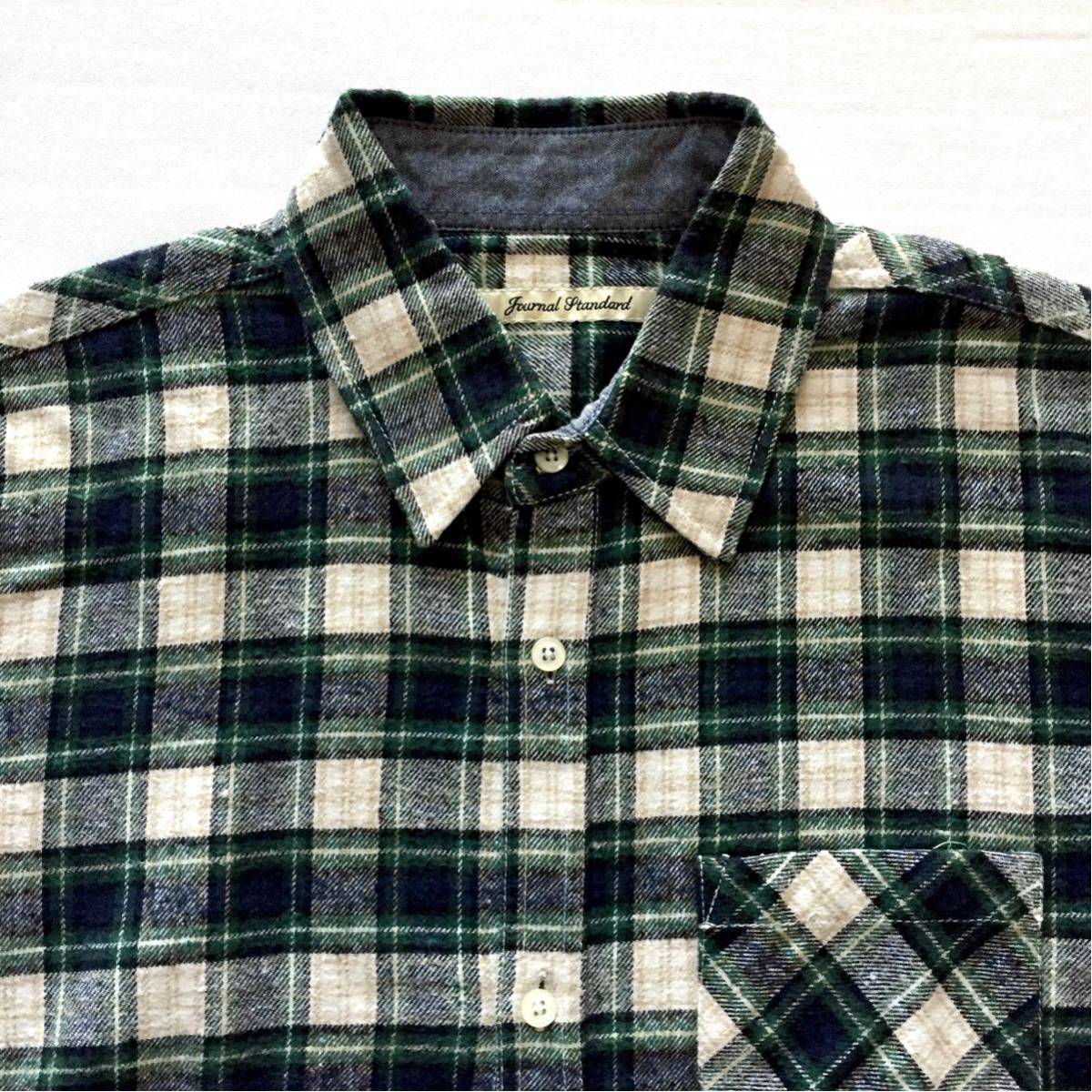 JOURNAL STANDARD Flannel Plaid shirt ジャーナルスタンダード フランネル チェックフランネルシャツ Lサイズ ワークウェア 綿フランネル_画像2