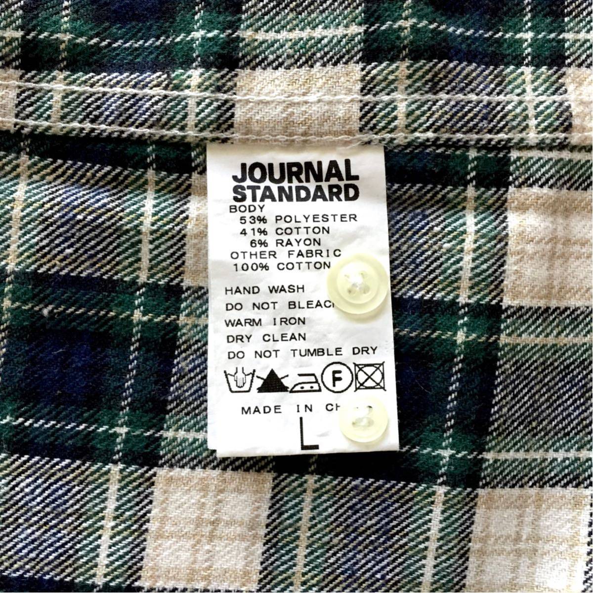 JOURNAL STANDARD Flannel Plaid shirt ジャーナルスタンダード フランネル チェックフランネルシャツ Lサイズ ワークウェア 綿フランネル_画像9