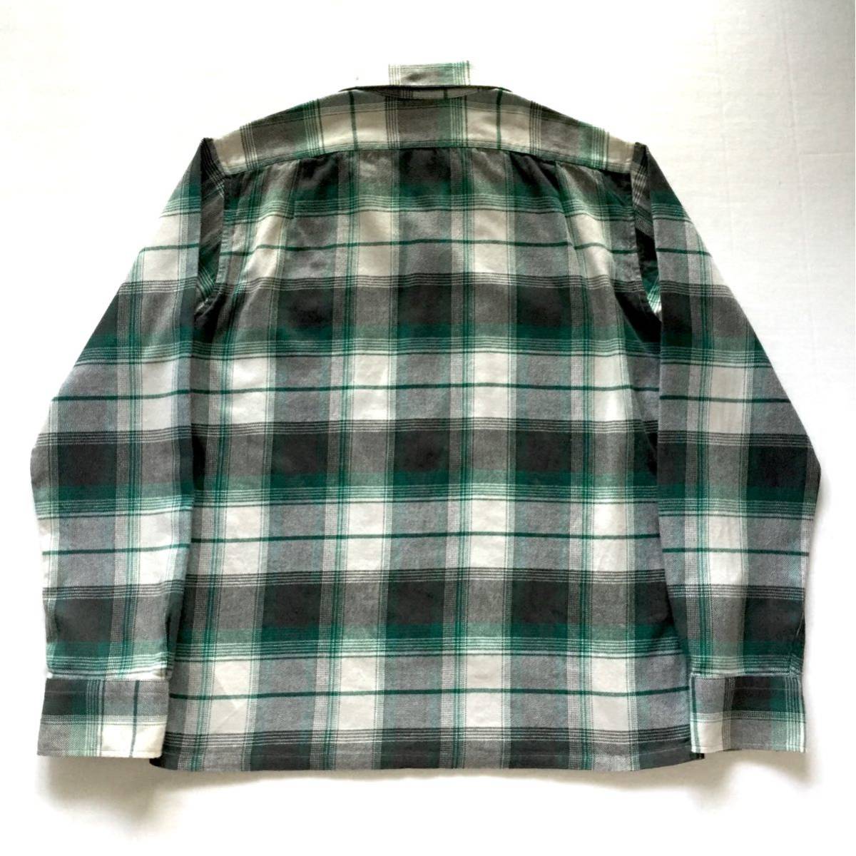 美品 BEAMS Open collar Plaid shirt ビームス オープンカラー チェックシャツ Mサイズ 長袖 日本製 MADE IN JAPAN ボックス型シルエット_画像7