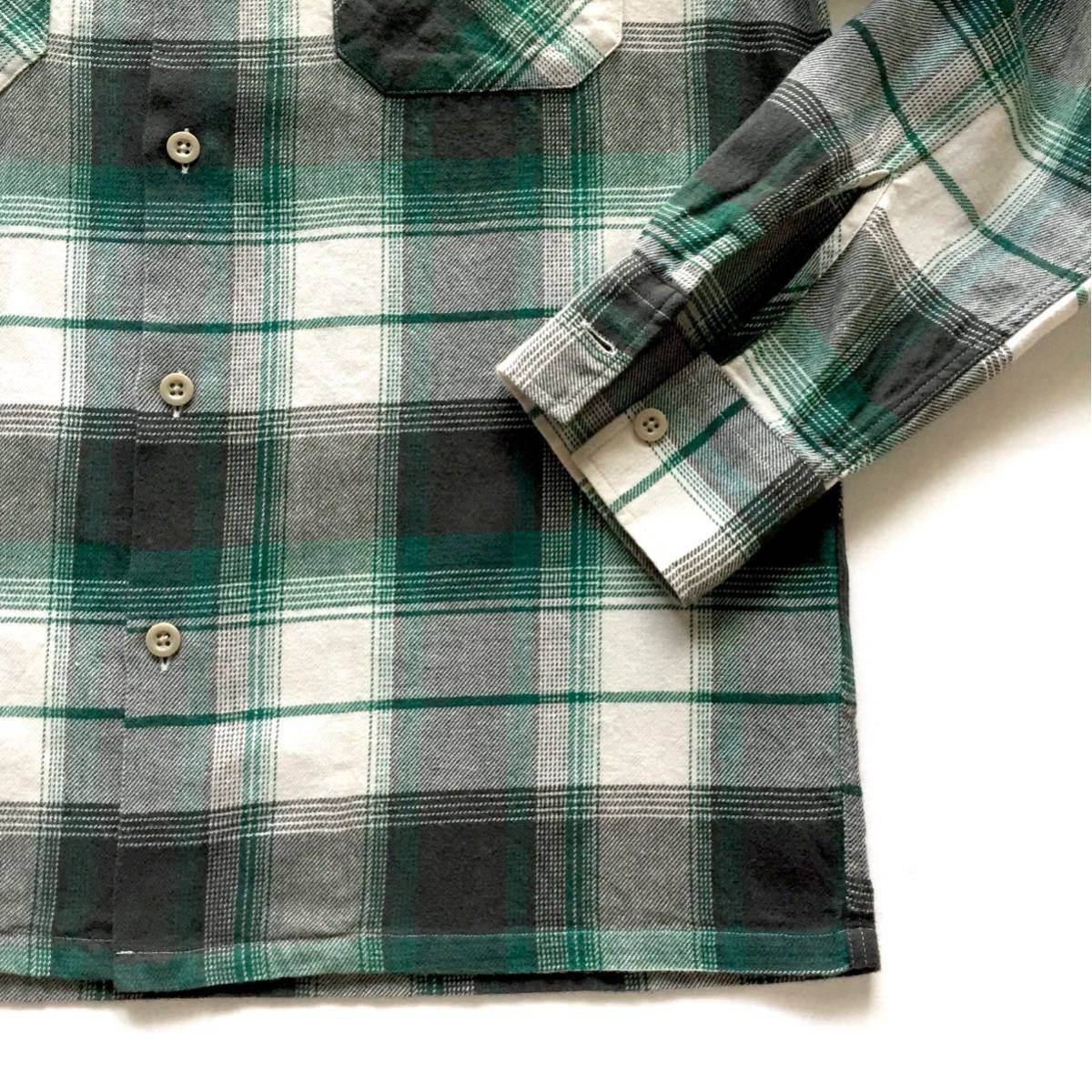 美品 BEAMS Open collar Plaid shirt ビームス オープンカラー チェックシャツ Mサイズ 長袖 日本製 MADE IN JAPAN ボックス型シルエット_画像5