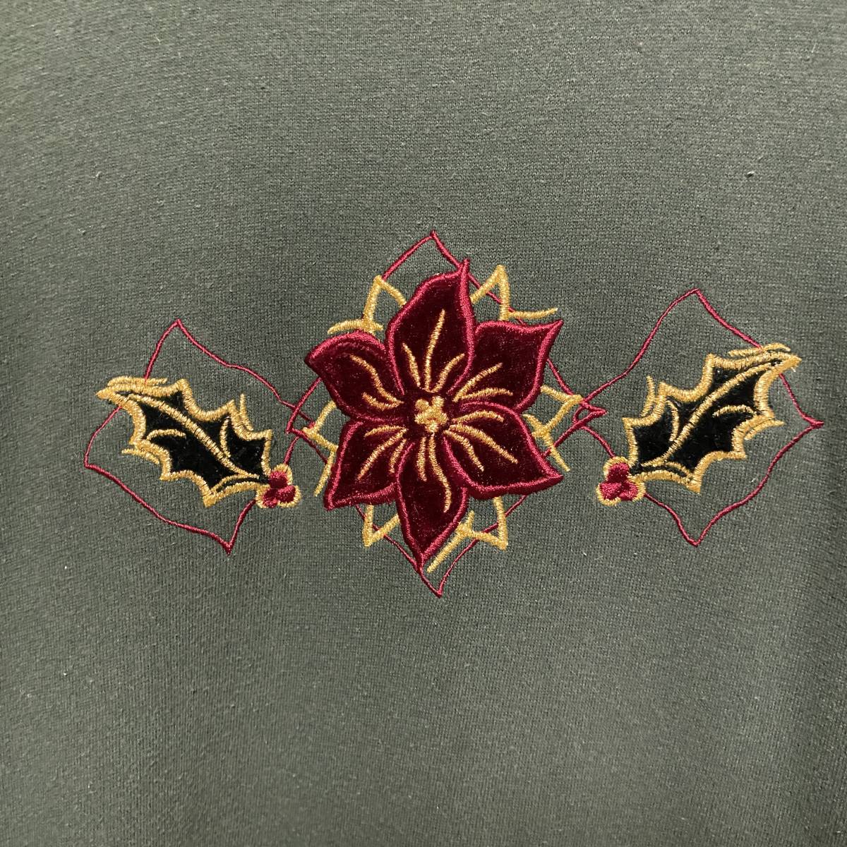 アメリカ古着 90s ヴィンテージ 花柄 刺繍 裏起毛 トレーナー アメリカ古着 90s ヴィンテージ 花柄 刺繍 裏起毛 トレーナー