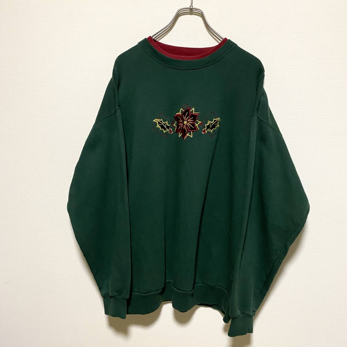 アメリカ古着 90s ヴィンテージ 花柄 刺繍 裏起毛 トレーナー アメリカ古着 90s ヴィンテージ 花柄 刺繍 裏起毛 トレーナー