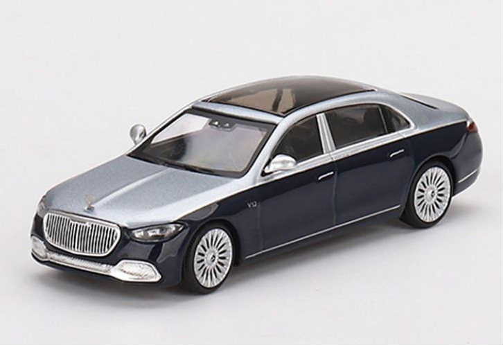 1/64 MINI-GT Mercedes-Maybach メルセデス マイバッハ S680（シルバー/ブルーメタリック）(左ハンドル)【516】_※イメージ画像