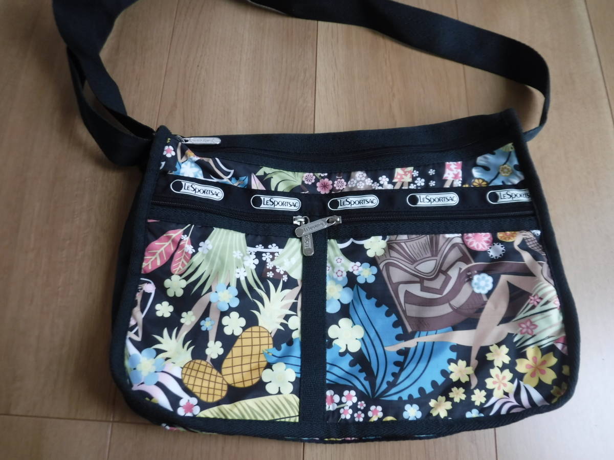 税不要特価 新品!LESPORTSAC レスポートサック ハワイ限定 ワヒネフラ 大きめ ハワイアン ショルダーバッグ デラックスエブリデイ☆⑧