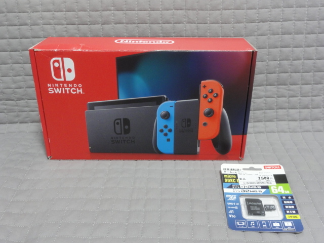 【１円スタート】Nintendo Switch ニンテンドー スイッチ本体と microSD 64GB_画像1