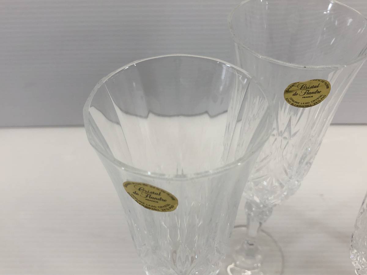 ☆ 未使用 KAMEI GLASS シャンパン グラス FRANCE DU66634-5 5客 セット カメイガラス 切子 ワイン クリスタル ☆_画像3