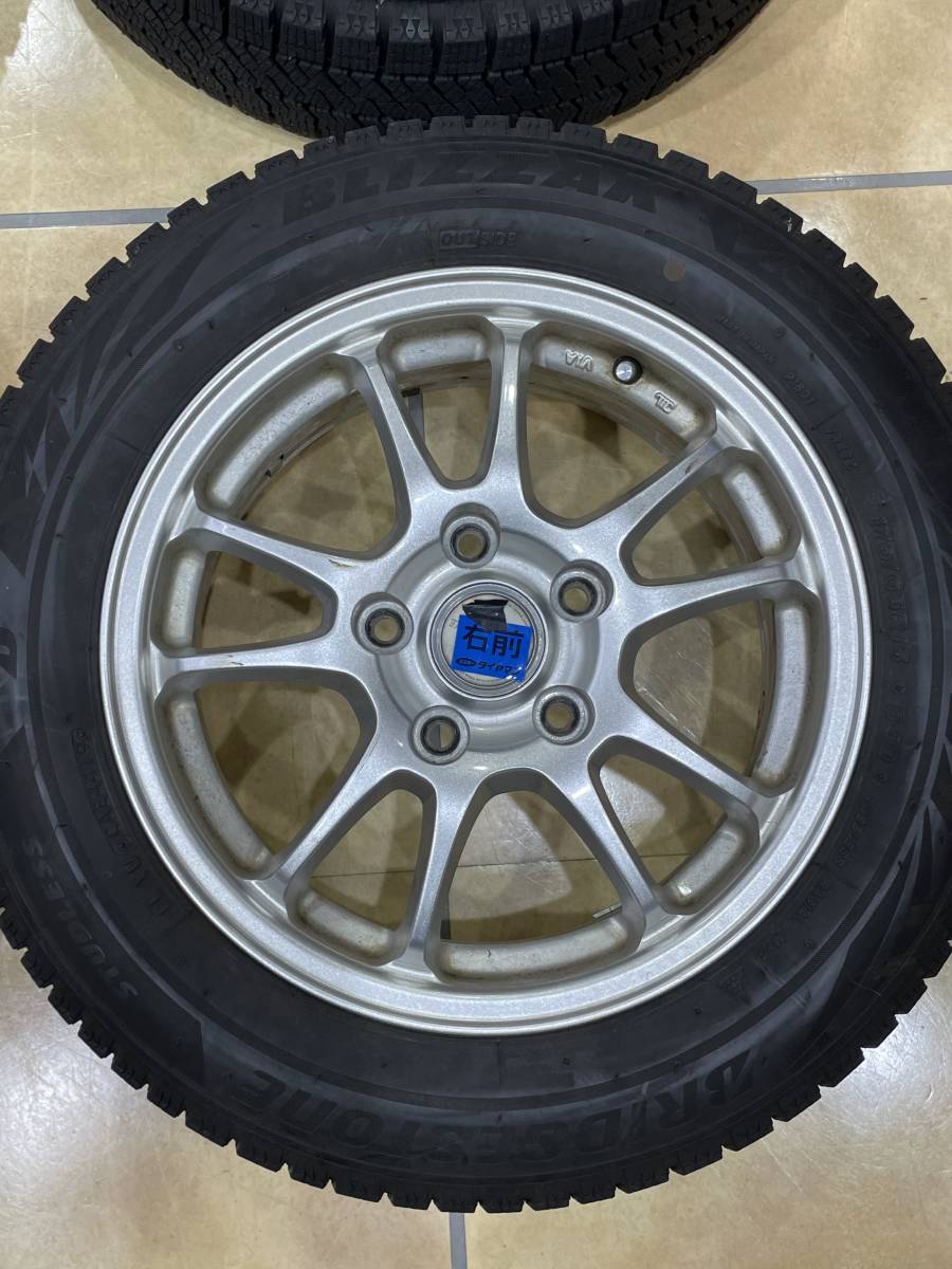 □BRIDGESTONE ECO FORME アルミホイール スタッドレスタイヤ 4本セット 175/65R15 2019年 5穴 PCD114.3 6J +53 BLIZZAK□_画像2