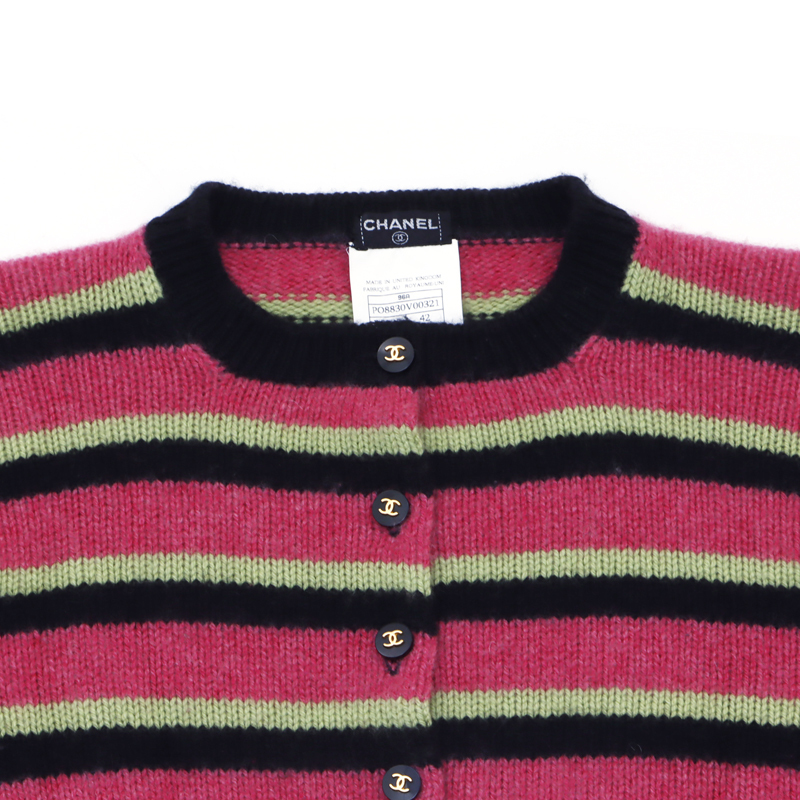  Chanel CHANEL ensemble knitted ensemble 1996 year cashmere pink × green × black 