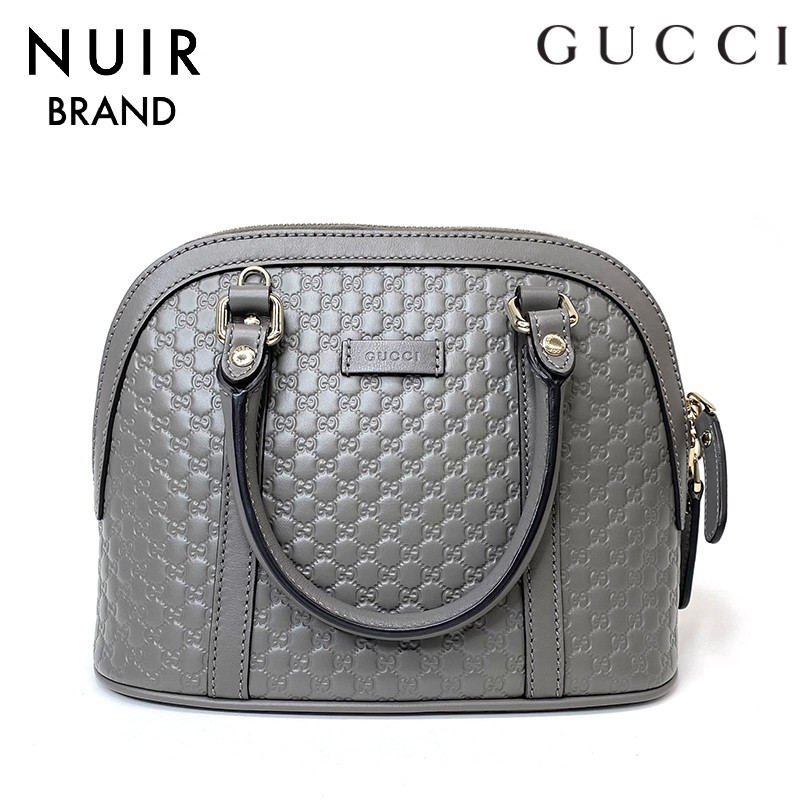 グッチ GUCCI ハンドバッグ マイクログッチシマ 2WAY カーフ グレー_画像1