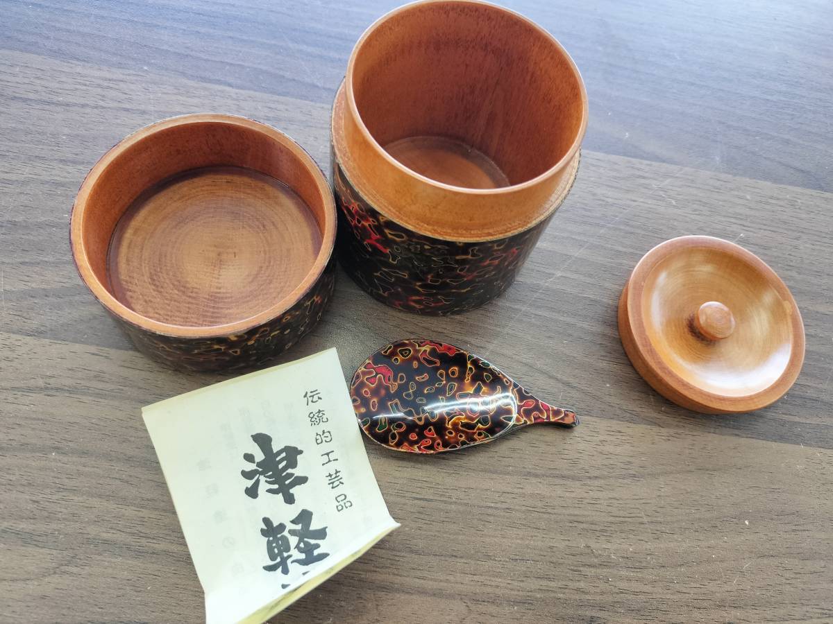 未使用 津軽塗 茶筒 茶入れ 煎茶道具 木製漆器(漆芸)｜売買された 