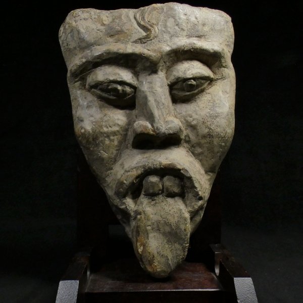 【 恵 #0904 】 古代の石仮面 マスク 南米 インカの発掘品 検：歴史資料/デスマスク_画像2