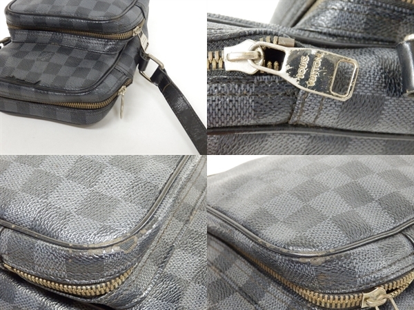 171C291L◆【ジャンク】LOUIS VUITTON ルイヴィトン ダミエ・グラフィット レム N41446 ショルダーバッグ メンズ_画像6