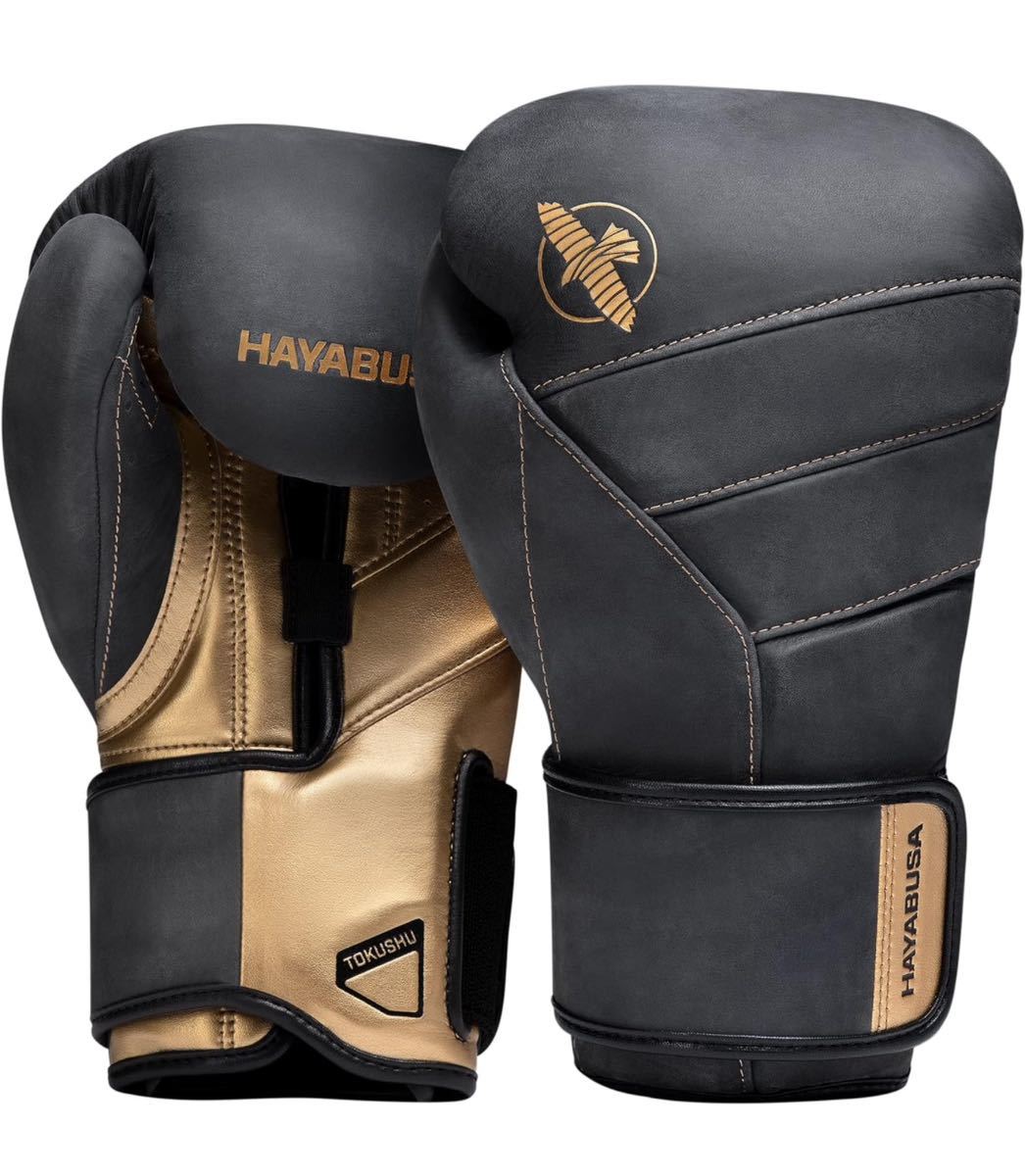 Hayabusa T3 LX レザー ボクシング グローブ 色：オブシディアン/ゴールド （12オンス）