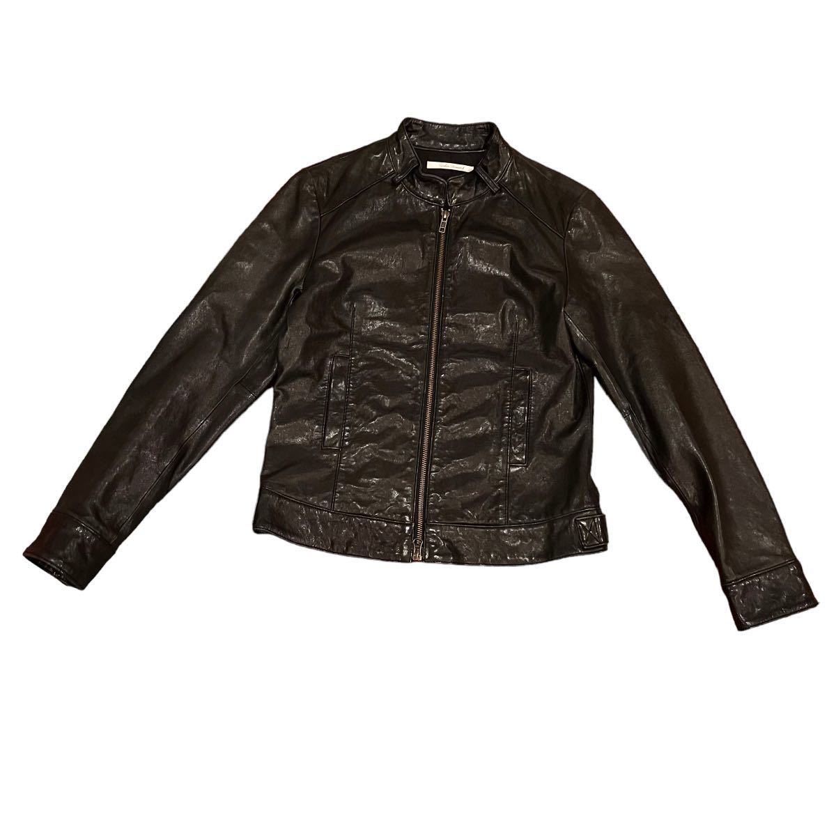 URBAN RESERCH Urban Research leather jacket ram leather sheep leather Single Rider's soft black lady's F size [AY1502]