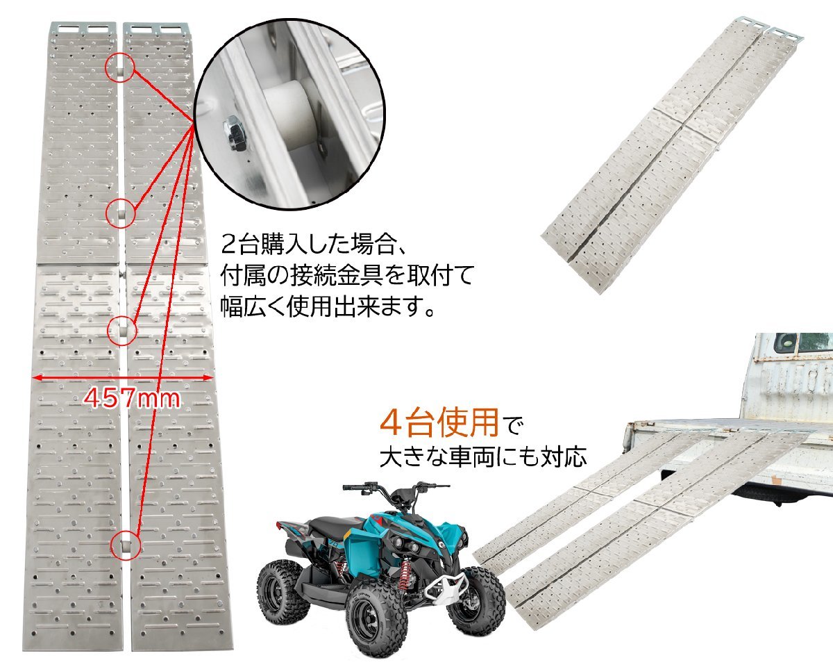 【2本セット】ラダーレール 折り畳み式 ニッケル鉄合金 スタンド付き ベルト付き 全長1910mm 重量6.5kg 耐荷重270kg 51608-1_画像8