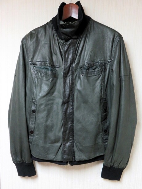 STONE ISLAND Cast Leather Nylon Metal Reversible Jacket 2009 A/W 超貴重アーカイブ　　検）STONE LSLAND CAST METAL_胸ポケットフラップとワッペンボタン欠損