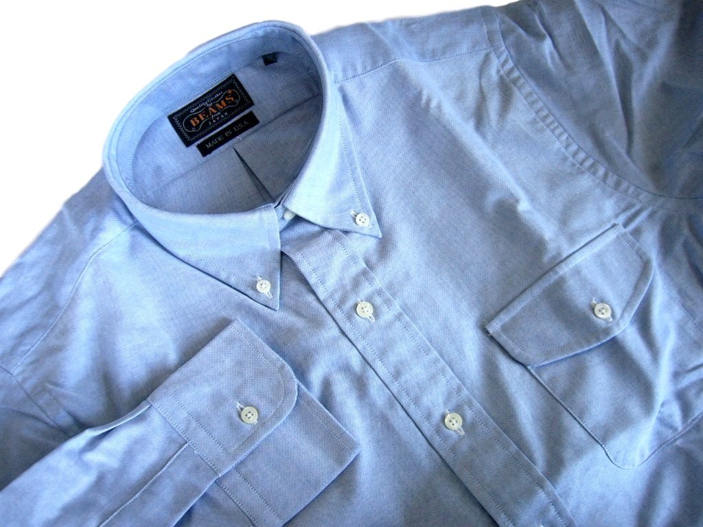 未使用 S 米国製 BEAMS PLUS 青 オックスフォード ボタンダウン 長袖シャツ ビームス プラス Oxford Button-Down Shirt Made in USA_別のサイズ・共通の画像を使っています。