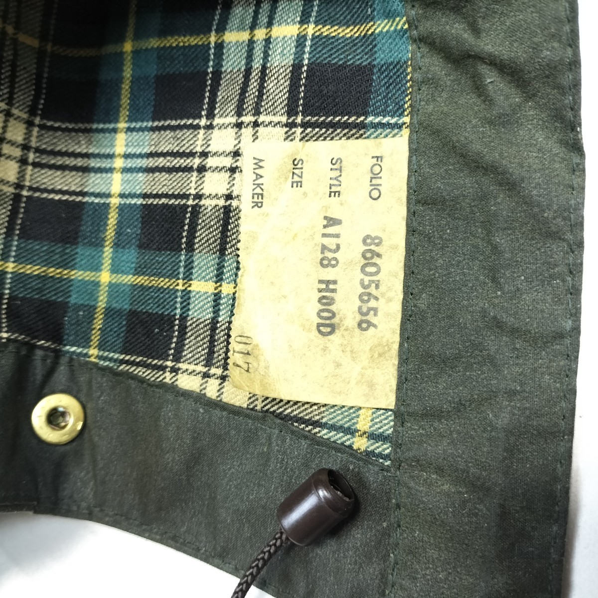 デッドストック　1980s Barbour　2crest　バブアー　フード　セージ_画像4