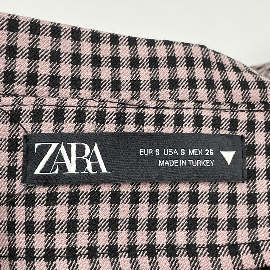 未使用品 /S/ ZARA ピンク ギンガムチェックスカート レディース オフィスカジュアル ボトム 通勤 大人可愛い フォーマル デイリー ザラ