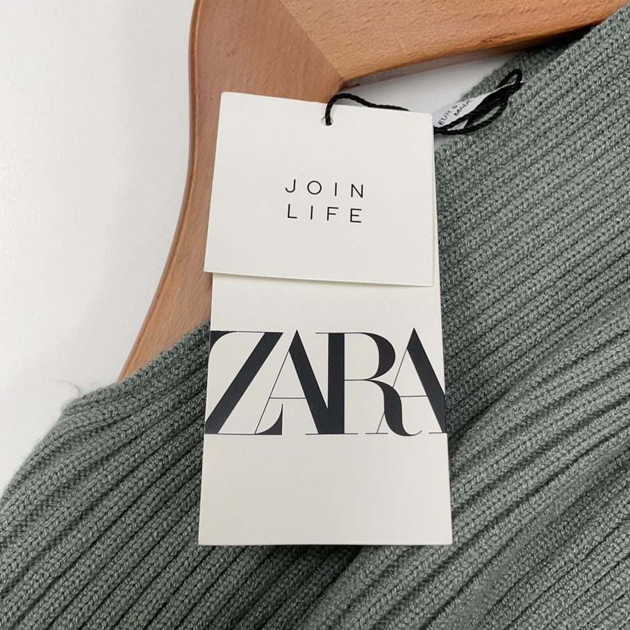 未使用品 /S/ ZARA グリーン ワイドスリーブニットセーター レディース タグ カジュアル トップス フェミニン 大人可愛い デイリー ザラ