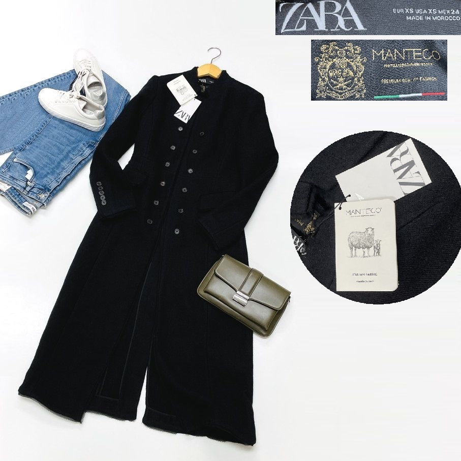 XS/ ZARA ブラック ウールブレンドコート レディース タグ XS/ ZARA ブラック ウールブレンドコート レディース タグ